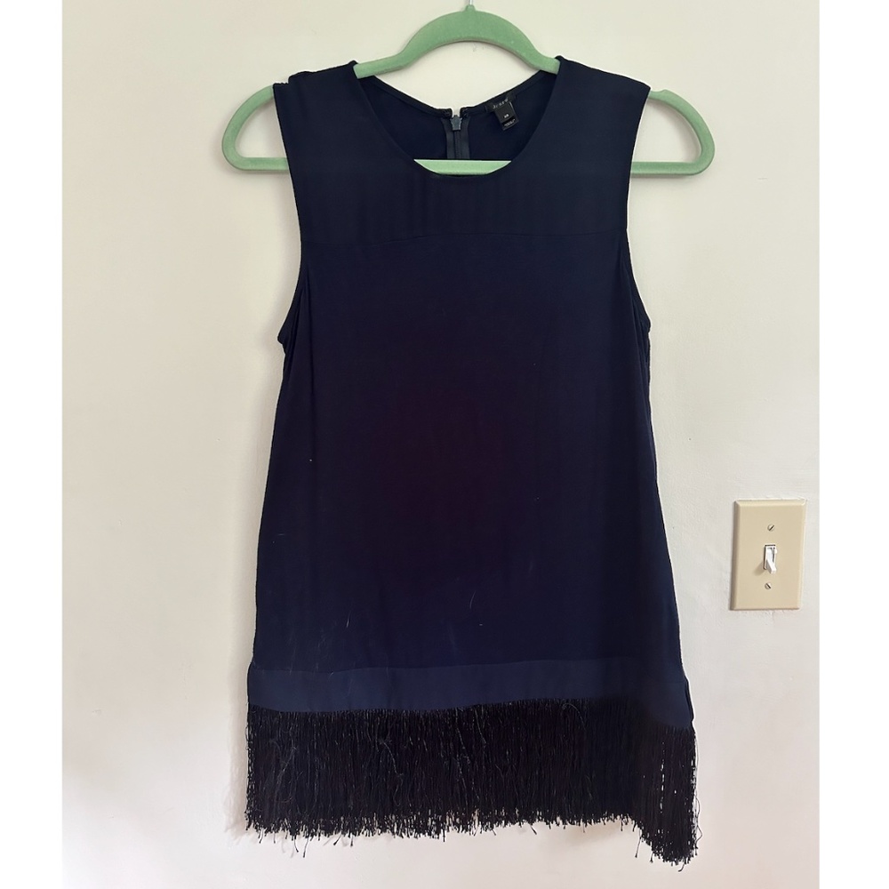 J. Crew Black Fringe Sleeveless Top, Size XS